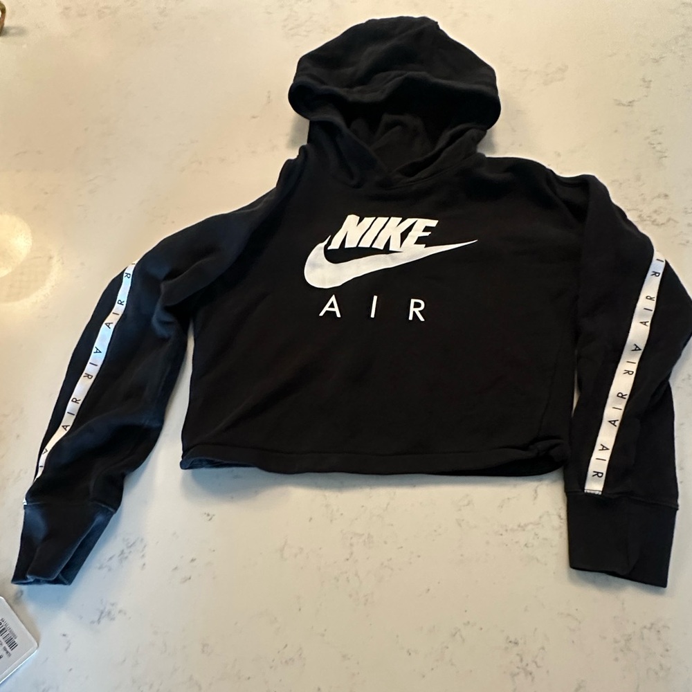 Nike Black Cropped Hoodie with White Air Logo